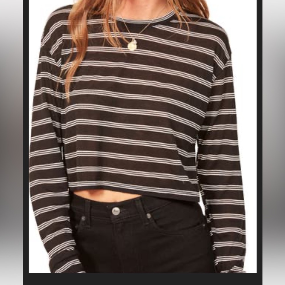 Reformation Chloe Striped Black & White long sleeve top